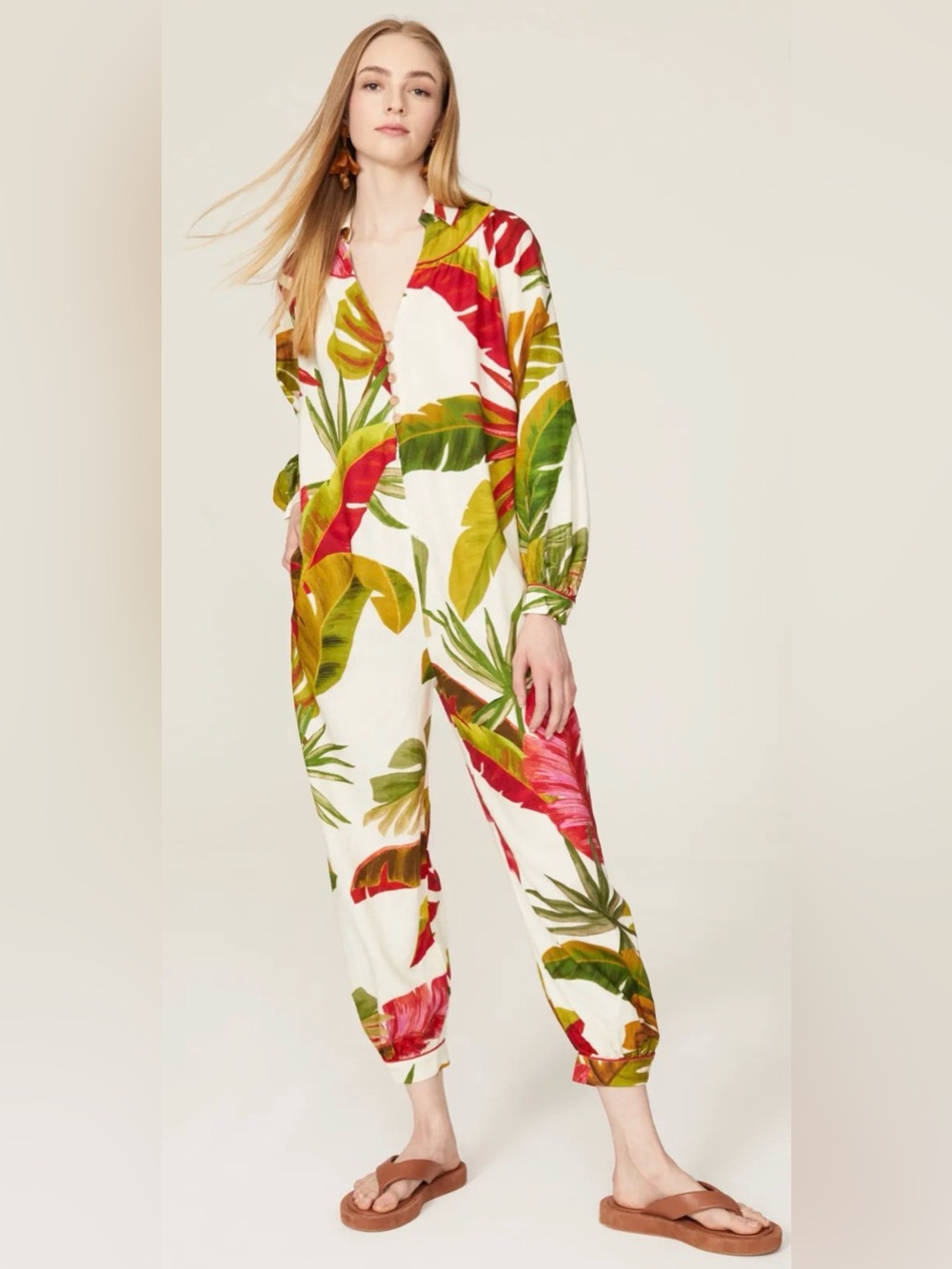 Farm Rio Spring Forest Jumpsuit Size XS